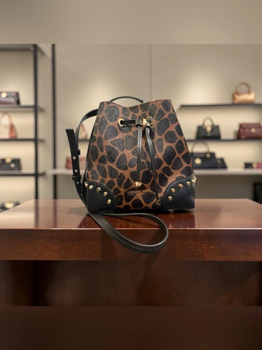 Michael Kors Mercer Gallery Small Bucket Bag - Leopard Print Haircalf